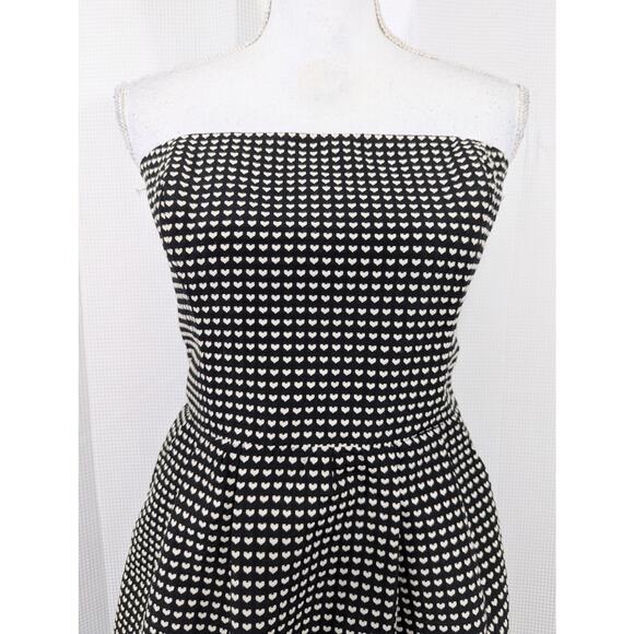 RACHEL ROY! TINY HEART WEAVE! BLACK, CREAM STRAPLESS DRESS, GOWN! POCKETS! SZ 8 - Picture 3 of 9